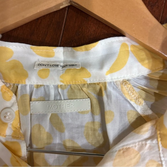 MOTHER THE SUNBURST COTTON LEOPARD FLORAL PRINT TOP. MADE IN USA. SZ S yellow - Picture 4 of 11